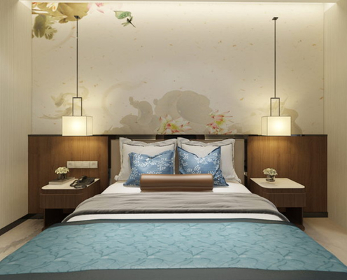 La mobilia moderna della camera da letto dell'hotel mette re Size del letto di piattaforma